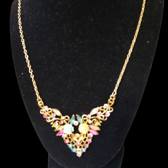 Betsey Johnson Gold Multicolor Floral Necklace NWT - Picture 11 of 11